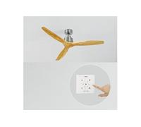 CREATE / WINDSTYLANCE/Ventilateur de plafond avec contrôleur murale et télécommande, niquel pales bois naturel / 40W, silencieux, Ø132 cm, 6 vitesses, programmable moteur