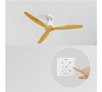 CREATE / WINDSTYLANCE DC/Ventilateur de plafond avec contrôleur murale et télécommande, blanc en bois naturel / 40W, Silencieux, Ø132 cm, 6 vitesses, minuterie, été-hiver, double hauteur