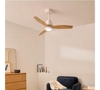 CREATE / WINDSTYLANCE S/Ventilateur de plafond avec lumière blanc pales en bois clair avec télécommande / 40W, Silencieux, Ø112 cm, 6 vitesses, minuteur, fonction été-hiver, double hauteur