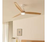 CREATE / WINDSTYLANCE L/Ventilateur de plafond avec lumière blanc pales bois clair avec télécommande / 40W, Silencieux, Ø152 cm, 6 vitesses, minuteur, fonction été-hiver, double hauteur