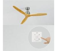 CREATE / WINDSTYLANCE/Ventilateur de plafond avec contrôleur murale et télécommande, niquel pales bois naturel / 40W, silencieux, Ø132 cm, 6 vitesses, programmable moteur