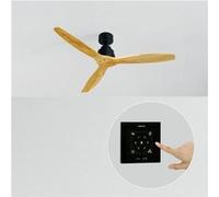CREATE / WINDSTYLANCE/Ventilateur de plafond avec contrôleur murale et télécommand, noir pales bois naturel / 40W, silencieux, Ø132 cm, 6 vitesses, programmable, fonction été-hiver