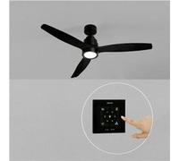 CREATE / WINDSTYLANCE S/Ventilateur de plafond avec lumière noir avec contrôleur mural et télécommande / 40W, Silencieux, Ø112 cm, 6 vitesses, minuteur, fonction été-hiver, double hauteur
