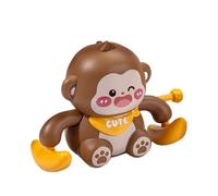 Wind-Up Monkey Toy - Banana Wheel Řide-On Clockwork Animal | Monkey Wind Up Toy | Interactive Battery-Free Flipping Monke | For Children | Somersault Forward Moving Crawling Concentration Aid