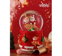 Wind Up Snowball Music Box with Rotating Mechanism and Decorative Design Ideal for Winter Themed Home Decor(A)
