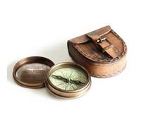 Wind & Weather Boussole poème en Laiton Vieilli avec étui en Cuir