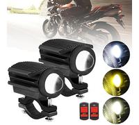 Windance Moto LED Fare, 32W 4 Modes Hi/LO Beam Jaune Blanc 6500k Imperméable aux Projecteurs pour Tracteur Camion/ATV UTV SUV/Bateau 9V-85V (Noir)