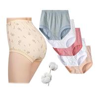 WINDEHAO Lot de 4 culottes en coton pour femmes âgées - Taille haute - Confortables - Couverture complète - Coton doux et respirant, 5 pièces - A, L
