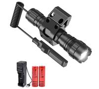 WINDFIRE 501B V6 Lampe de poche LED tactique 50000 Lumens Lampe de chasse LED noir mat avec support Picatinny, piles rechargeables et pressostat inclus Lampe de poche pour la chasse en plein air