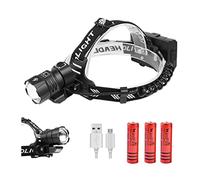 WINDFIRE Lampe Frontale Puissante avec Zoomable 4 Modes, USB Rechargeable étanche Torche Frontale Lampe de Casque Professionnelle pour Camping, Randonnée, Pêche