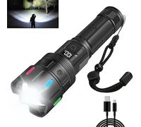 WINDFIRE Lampe Torche LED Ultra Puissante, 990000 Lumen Lampe de Poche Rechargeable avec écran LCD, Super Lumineux 5 Modes D'éclairage, Tactique Torche pour Camping Randonnée Pêche Urgence