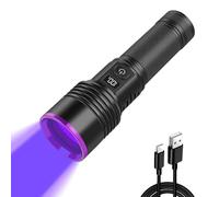 WINDFIRE Lampe Torche UV 365nm Lumière Noire, Rechargeable 30W LED Lampe UV avec écran LCD, Puissante Ultraviolet Lampe de Poche pour Détection d'urine d'animaux domestique, Durcissement de la résine