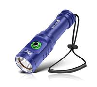 WINDFIRE Torche de Plongée Lampe de Poche de Plongée LED Rechargeable Super Lumineuse avec 3 Modes et Indicateur D'alimentation, Légère et étanche Torche Sous-marine et de Snorkeling (Bleue)