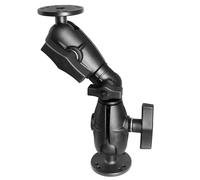 WINDFRD Support à double boule de 3,8 cm avec deux plaques rondes ampères, support pour tablette/détecteur de poissons, bras à cliquet pivotant à double prise avec boule de 38 mm, compatible avec RAM