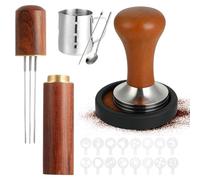 Windfromort Espresso Tamper - Tasseur Café 51mm - Kit d’Accessoires pour Machines à Café Lot de 22, avec Pichet à Lait, Tapis Tamper, Pochoirs, Agitateur et Outils Barista