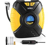 WindGallop Compresseur à Air Portable Gonfleur Electrique Gonfleur Pneu Voiture Mini Compresseur 12v Portatif Voiture Pompe A Velo avec Manomètre, Adaptateurs De Valve Et éclairage LED