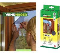 Windhager 3418 100% polyester moustiquaire 130 x 150 cm, avec bande velcro, noir (1,95 m²)