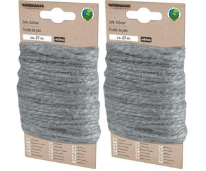 Windhager Ficelle décorative écologique en Jute - Corde de Chanvre - 27 m, Ø 3,5 mm - Gris - 07072 (Lot de 2)