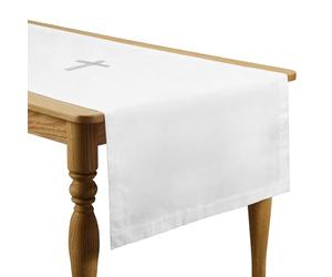 Windkream Chemin de Table Blanc Spirituel pour Communion, Communion, église, rassemblements, baptêmes, cérémonies (157,7 x 61 cm, Chemin de Table)