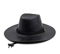 Windmilne Chapeau Western Simple en Cuir pour Homme et Femme, Style Cowboy, pour Gentleman, Papa, Style Jazz, Sombrero (Noir, Taille 6 7/8 7 1/8)