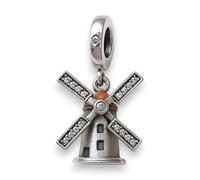 Windmühle Charm - Force du vent - Force de l'énergie naturelle - Pendentif en argent sterling 925 - Avec boîte, chiffon de polissage et pochette en velours - Bracelets à breloques ou chaîne