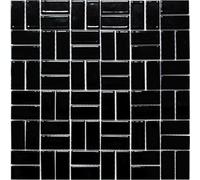 Windmühle Mosaïque Carreau céramique noir brillant WC Carreau salle de bain Carrelage cuisine mur - MOS24-CWM8BG