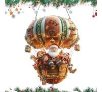 Window 2D Ornament - Santa Hot Air Balloon for Decoration | Acrylic Printed Material, Sunlight Catching Design, Fantasy Art Pendant, Perfect for Yard, Dormitory, Living Room, Housewarming