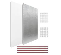 Window AC Side Panels - Foam Waterproof Guard, 2 Piece Set with Adhesive Foil, Thermal Reflective Insulation, Universal Weather Stripping Fasten, Apartment Dormitory Hotel Room Hole Filler Kit