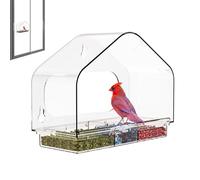 Window Bird Feeder - Acrylic Mounted Tray 25cm, Acrylic Feeder, Suction Cup Mount | Clear Design, Removable Cleaning, Bird Watching for Indoor Window, Outdoor Patio, Garden, Backyard