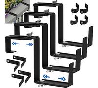 Window Box Bracket, Adjustable Planter Box Bracket, Flower Box Bracket for Railing, No Drill Flower Box Holder, Railing Planter Bracket, Planter Box Bracket for Deck Railing - 2 Pairs - Black