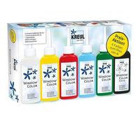 Window Color Set Action,6 x 80 ml peinture pour fenêtres en blanc,jaune,rouge,bleu et vert,inclus 80 ml de contour noir