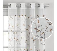 Window Elements Creative Home Ideas éléments de fenêtre Wavy Feuilles brodée Sheer Grommet Panneau de Rideau