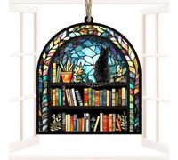 Window Ornament - Acrylic, 7.87in Window Pendant Cat Memorial Design and Light-Catching Decorative Hanging | Stained Glass Effect Acrylic Pendant, Sun Catcher for, Home, Office, Memorial