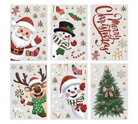 Window Stickers Christmas, 6 Sheet Christmas Self-Adhesive Reusable Window Clings, Santa Claus Tree Snowflake Reindeer Snowman Stickers For Party Home Indoor Glass Door School Classroom
