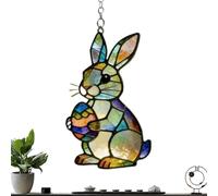 Window Suncatcher - 10cm Rabbit Suncatcher, Acrylic Bunny Ornament, Acrylic Sun Catchers Indoor Window with Egg Design for Women Mom Easter Door Home Garden Outdoor