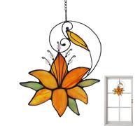Window - Window, Tentures de fenêtre suspendues en forme de lys teinté | Pendentif de fenêtre Floral teinté de en acrylique, décor de cintre de porte coloré peint à la ma