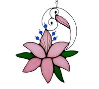 Window - Window, Tentures de fenêtre suspendues en forme de lys teinté | Pendentif de fenêtre Floral teinté de en acrylique, décor de cintre de porte coloré peint à la ma
