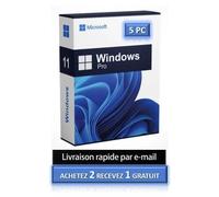 Windows 11 Pro - Microsoft - 5 PC - Version téléchargeable - 32/64 bit activation originale