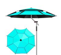 Windproof 2m Beach Umbrella with Sand Anchor & Carry Bag - Portable Outdoor Umbrella for Fishing Camping Travel - 6.5ft Green Patio Umbrella for Sun Protection
