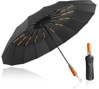 Windproof Folding Umbrella,Large Umbrella,Automatic Umbrella,Anti Storm Umbrella,Extra Real Wood Handle.[V385]