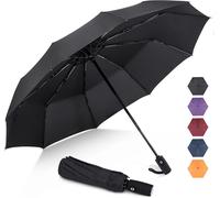 Windproof Folding Umbrella,Mini Black Compact Automatic Umbrellas for Men and Women,10 Ribs Small Umbrella Pocket Solid Anti Storm Umbrella.[V343]