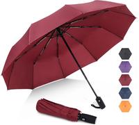 Windproof Folding Umbrella,Mini Black Compact Automatic Umbrellas for Men and Women,10 Ribs Small Umbrella Pocket Solid Anti Storm Umbrella.[V340]
