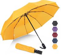 Windproof Folding Umbrella,Mini Black Compact Automatic Umbrellas for Men and Women,10 Ribs Small Umbrella Pocket Solid Anti Storm Umbrella.[V341]