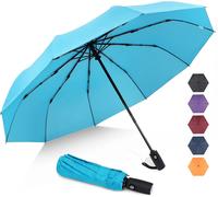 Windproof Folding Umbrella,Mini Black Compact Automatic Umbrellas for Men and Women,10 Ribs Small Umbrella Pocket Solid Anti Storm Umbrella.[V339]