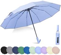 Windproof folding umbrella with a diameter of 106 cm under the umbrella,can accommodate two people,automatic switch-Premium fabric-12 ribs umbrellas for rain windproof,1-Sky blue blue,46