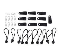 Windproof Tent Clips & Bungee Cords | Robust Aluminum Alloy Buckles & Nylon Clamps | Secure Canopy/Tarp/Awning in Strong Winds | 10 - Pack Multi - Purpose Elastic Tie Down Kit