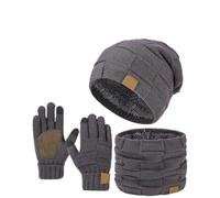Windproof Winter Set for Men & Women | 3-Piece Beanie, Scarf & Gloves with Elastic Knit & Fleece Lining for Cold Weather Protection (Gray,One Size)