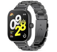 WindRen Bracelet en Acier Inoxydable Compatible avec Xiaomi Redmi Watch 5/4 et Mi Band 8/9 Pro - Métal Sans Écart - Noir