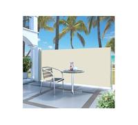 vidaXL Auvent Latéral Rétractable 120x300 cm Blanc Cassé Brise-Vue Store Abri