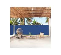 vidaXL Auvent Latéral Rétractable Pare-Brise de Balcon Pare-Soleil de Jardin Pare-Vue de Terrasse Extérieur Patio Arrière-Cour Bleu 180x1000 cm